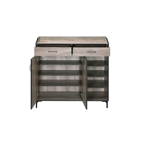 Acme - Pavati Shoe Cabinet 97783 Rustic Gray Oak Finish