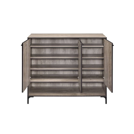 Acme - Pavati Shoe Cabinet 97785 Rustic Gray Oak Finish