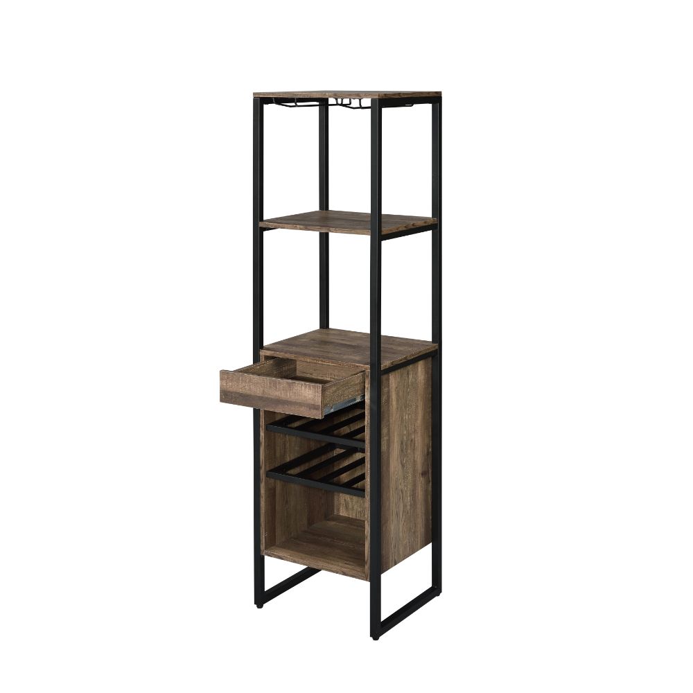 Acme - Narik Wine Rack 97800 Weathered Oak Finish