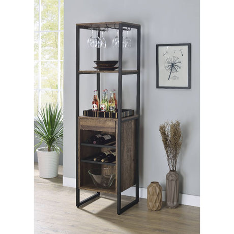 Acme - Narik Wine Rack 97800 Weathered Oak Finish