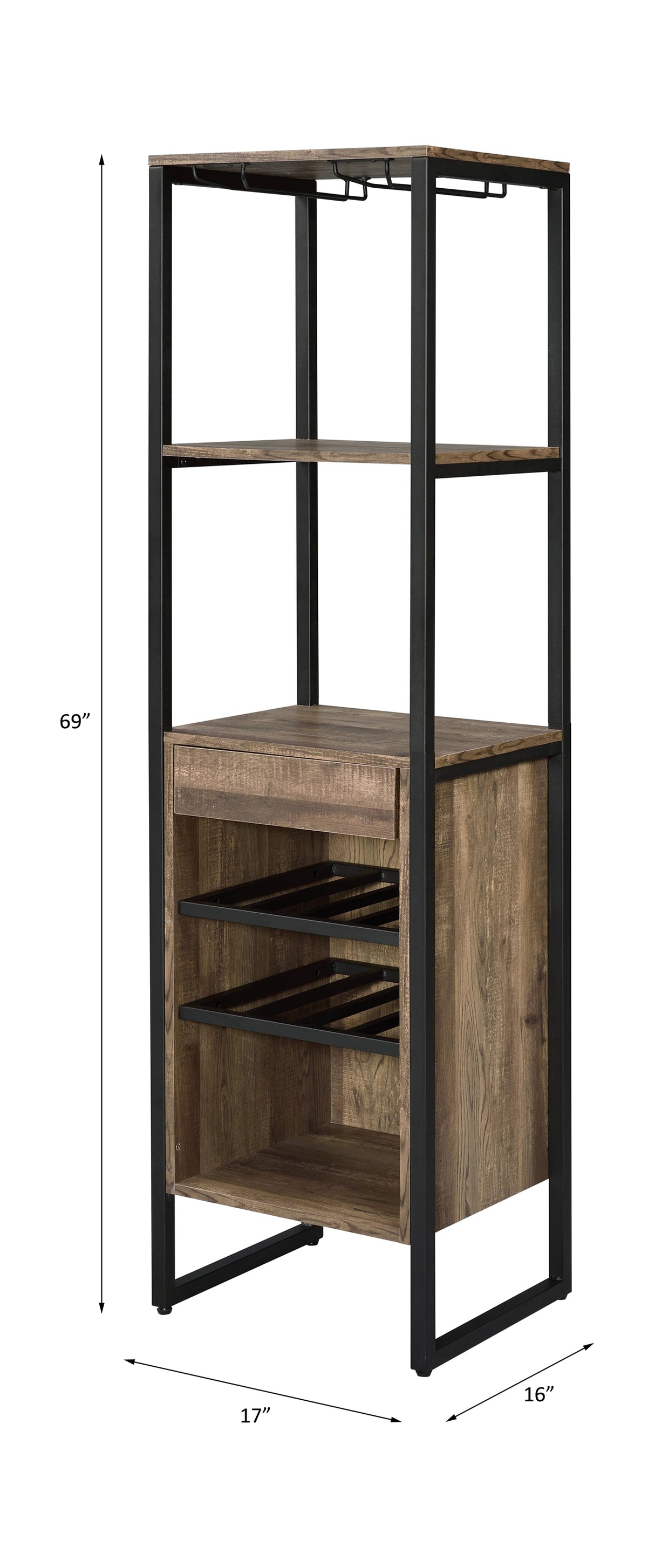 Acme - Narik Wine Rack 97800 Weathered Oak Finish