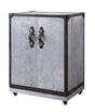 Brancaster Wine Cabinet 97802 Antique Ebony Top Grain Leather & Aluminum | Acme | Home Elegance USA