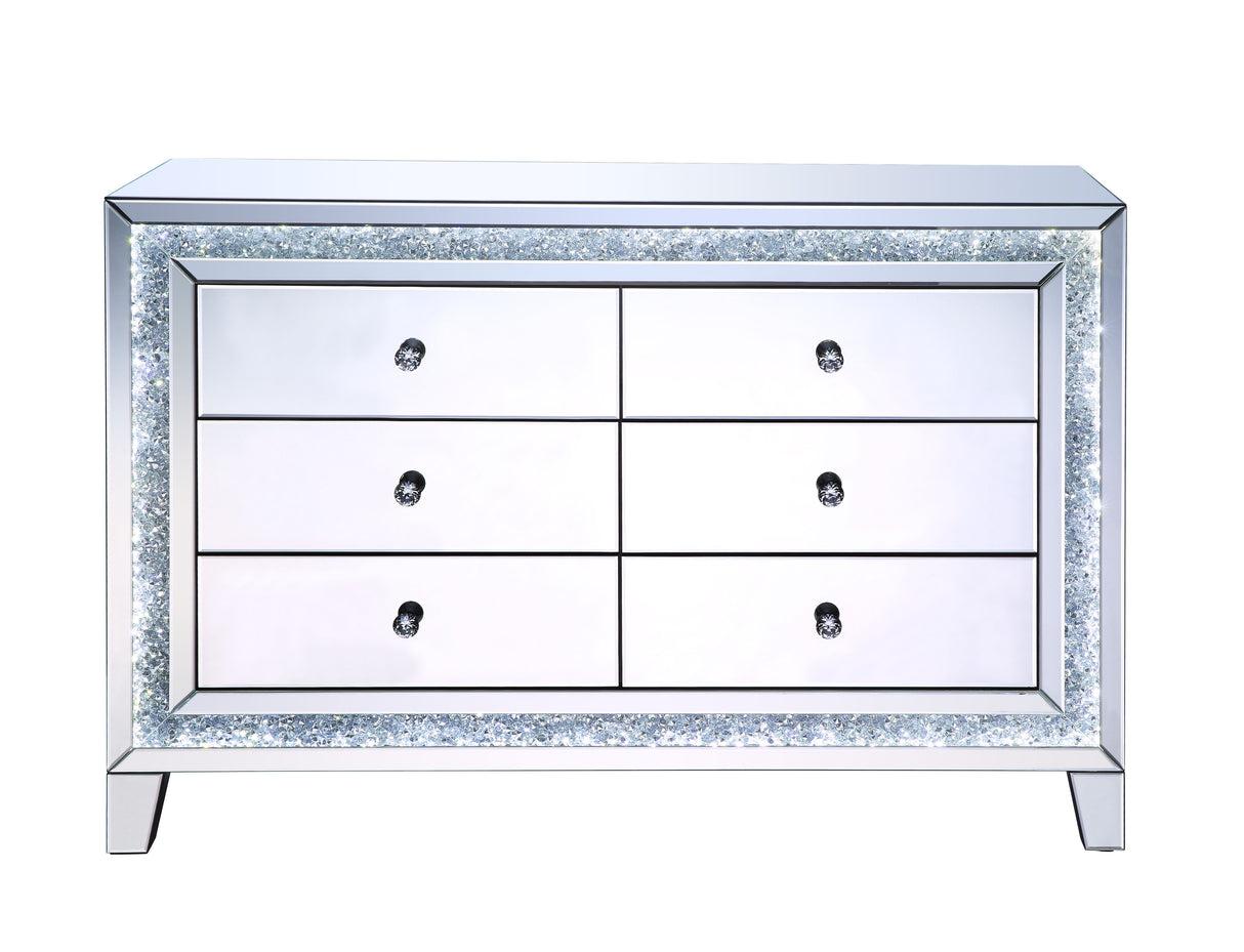 Acme - Noralie Console Cabinet 97815 LED, Mirrored & Faux Diamonds