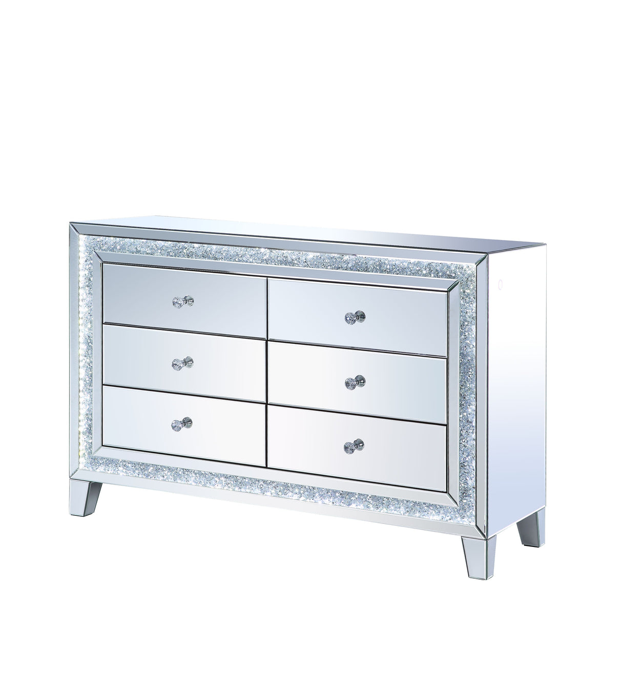 Acme - Noralie Console Cabinet 97815 LED, Mirrored & Faux Diamonds