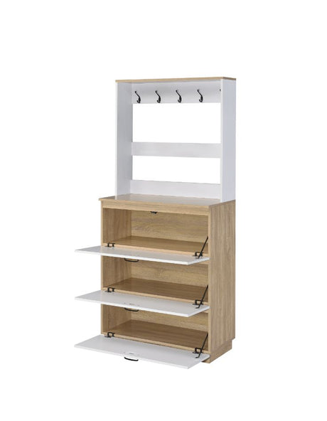 Acme - Hewett Shoe Cabinet 97834 Light Oak & White Finish