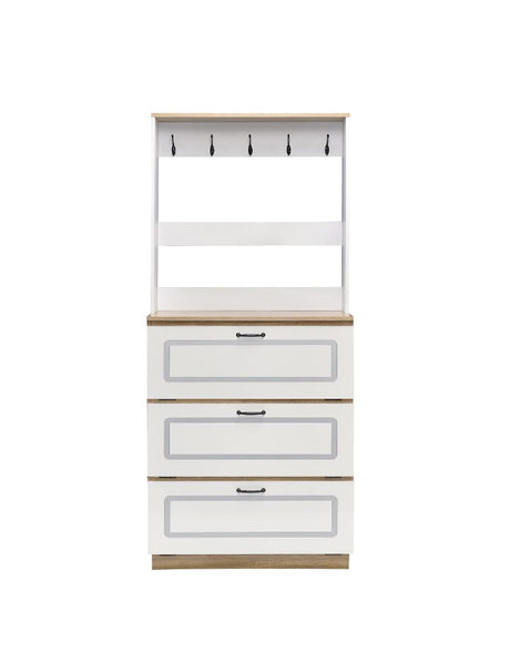 Acme - Hewett Shoe Cabinet 97834 Light Oak & White Finish