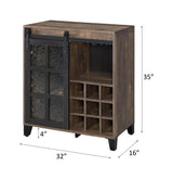 Acme - Treju Wine Cabinet 97836 Obscure Glass, Rustic Oak & Black Finish