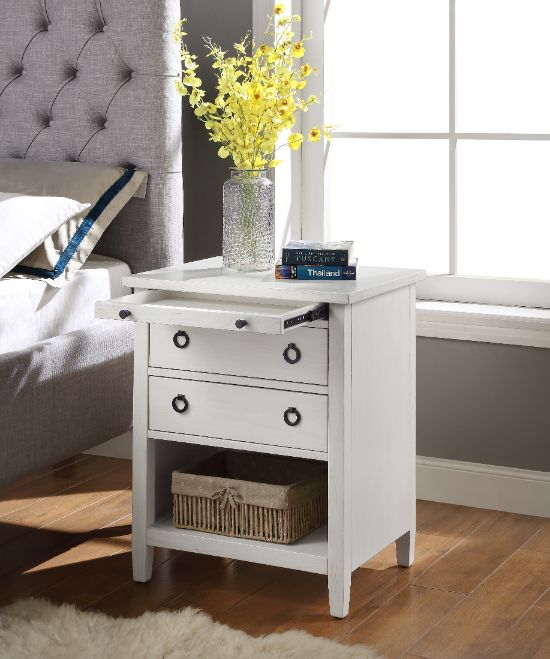 Acme - Halim Accent Table 97855 Antique White Finish