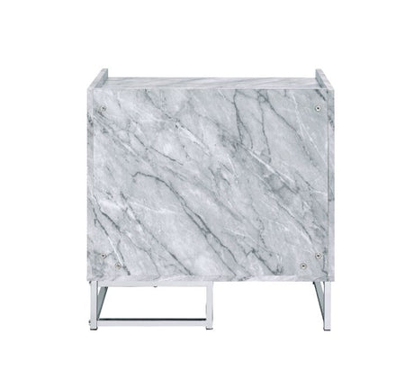 Azrael Accent Table 97865 White Printed Faux Marble & Chrome Finish | Acme - 97865 - Home Elegance USA - 3