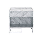 Azrael Accent Table 97865 White Printed Faux Marble & Chrome Finish | Acme - 97865 - Home Elegance USA - 4