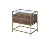 Acme - Knave Accent Table 97867 Walnut & Champagne Finish