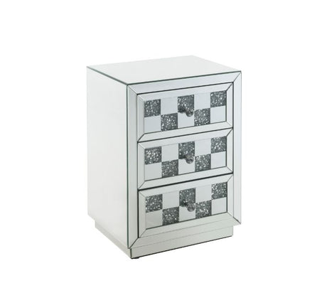 Acme - Noralie Accent Table 97930 Mirrored & Faux Diamonds