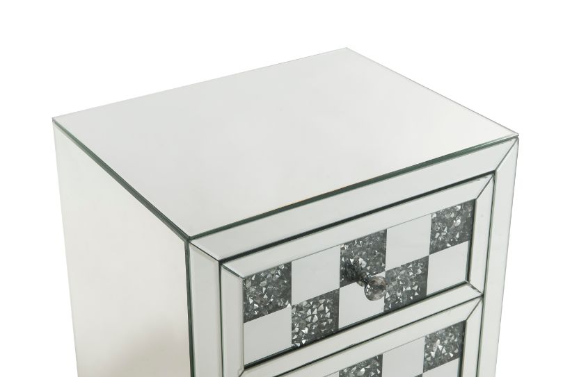 Acme - Noralie Accent Table 97930 Mirrored & Faux Diamonds