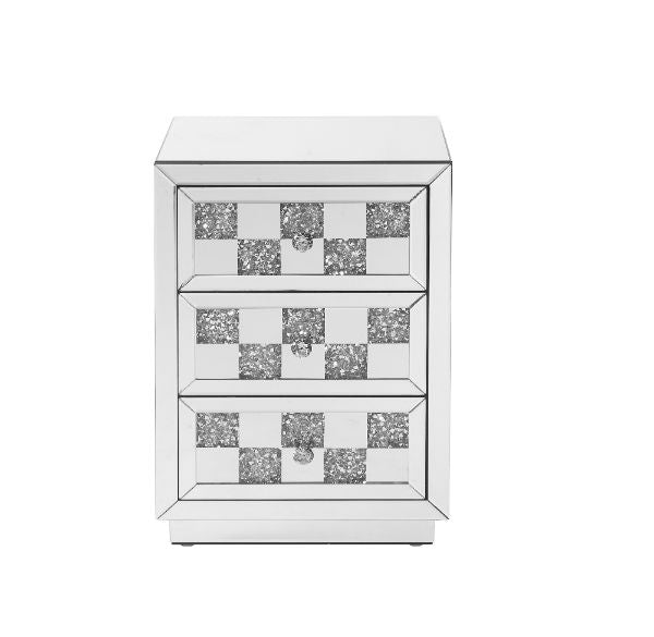 Acme - Noralie Accent Table 97930 Mirrored & Faux Diamonds