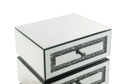 Acme - Noralie Accent Table 97931 Mirrored & Faux Diamonds