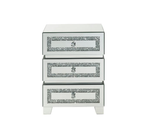 Acme - Noralie Accent Table 97931 Mirrored & Faux Diamonds