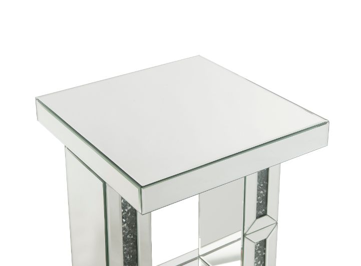 Acme - Noralie Accent Table 97933 Mirrored & Faux Diamonds