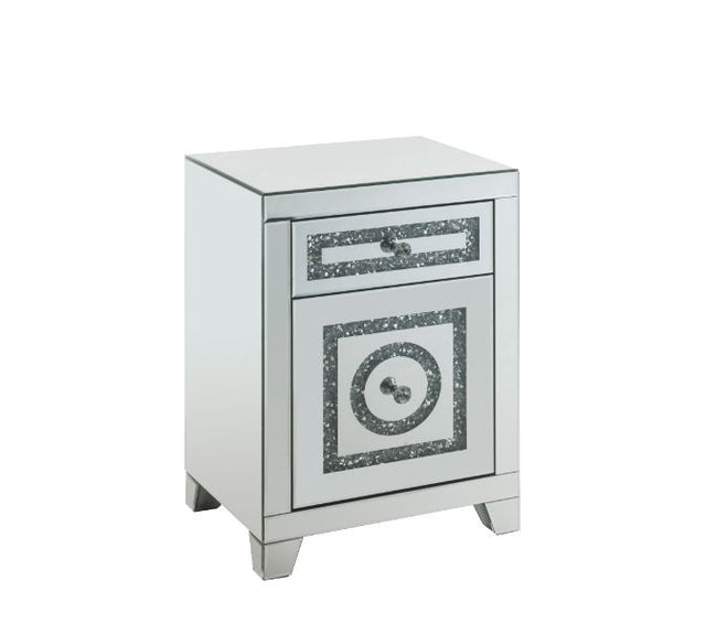 Acme - Noralie Accent Table 97934 Mirrored & Faux Diamonds