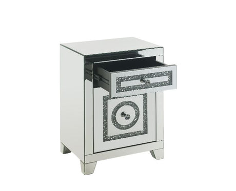 Acme - Noralie Accent Table 97934 Mirrored & Faux Diamonds