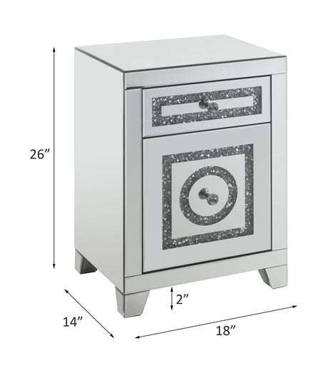 Acme - Noralie Accent Table 97934 Mirrored & Faux Diamonds