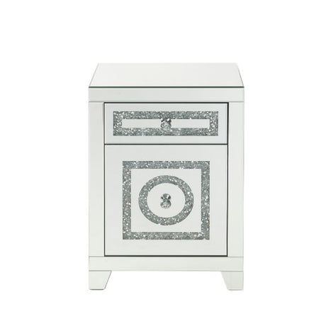 Acme - Noralie Accent Table 97934 Mirrored & Faux Diamonds