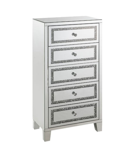 Acme - Noralie Cabinet 97945 Mirrored, Faux Diamonds