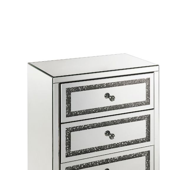 Acme - Noralie Cabinet 97945 Mirrored, Faux Diamonds