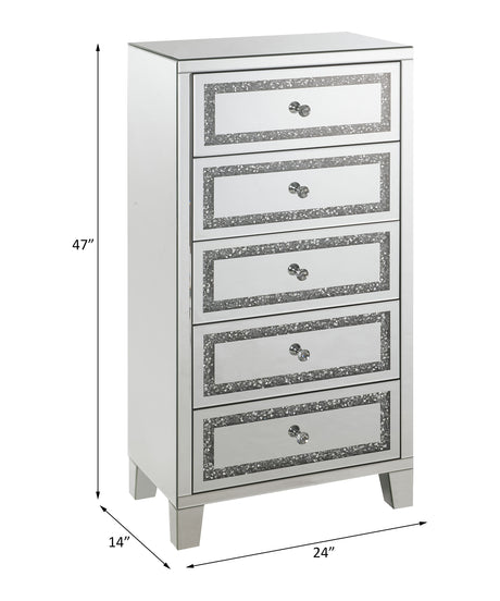 Acme - Noralie Cabinet 97945 Mirrored, Faux Diamonds