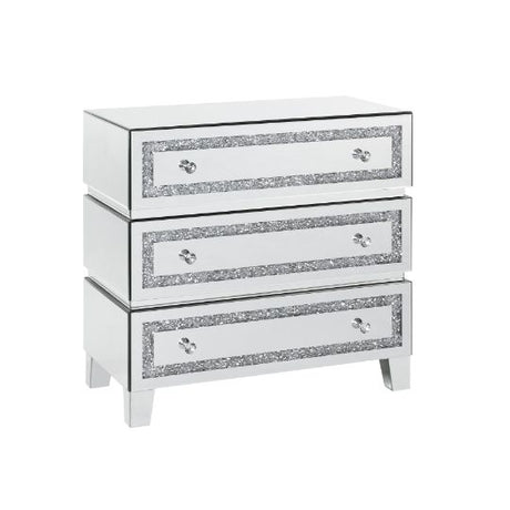 Acme - Noralie Cabinet 97946 Mirrored, Faux Diamonds