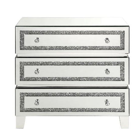 Acme - Noralie Cabinet 97946 Mirrored, Faux Diamonds