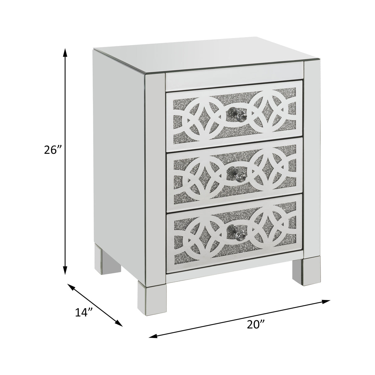 Acme - Noralie Accent Table 97947 Mirrored & Faux Diamonds
