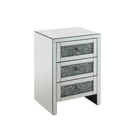 Acme - Noralie Accent Table 97951 Mirrored & Faux Diamonds