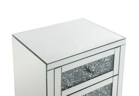 Acme - Noralie Accent Table 97951 Mirrored & Faux Diamonds