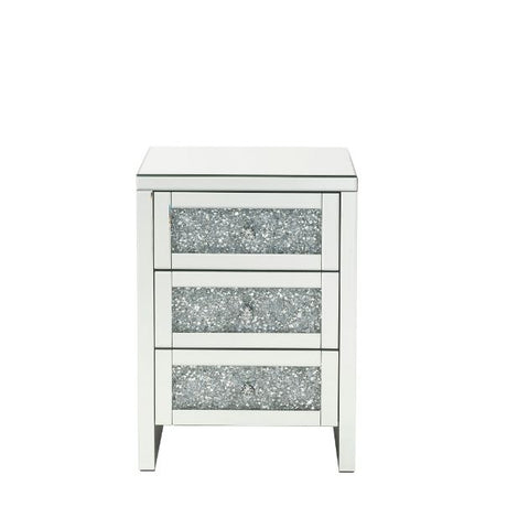 Acme - Noralie Accent Table 97951 Mirrored & Faux Diamonds