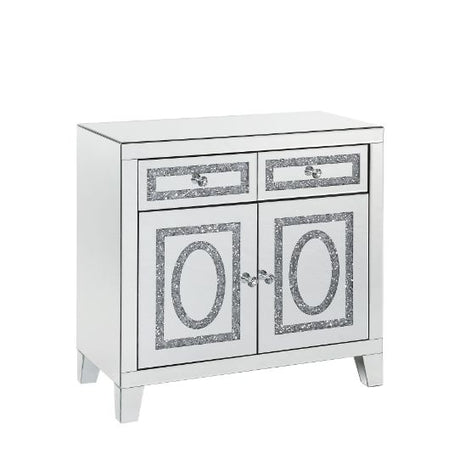 Acme - Noralie Cabinet 97952 Mirrored & Faux Diamonds