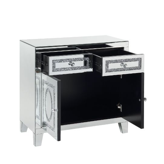 Acme - Noralie Cabinet 97952 Mirrored & Faux Diamonds