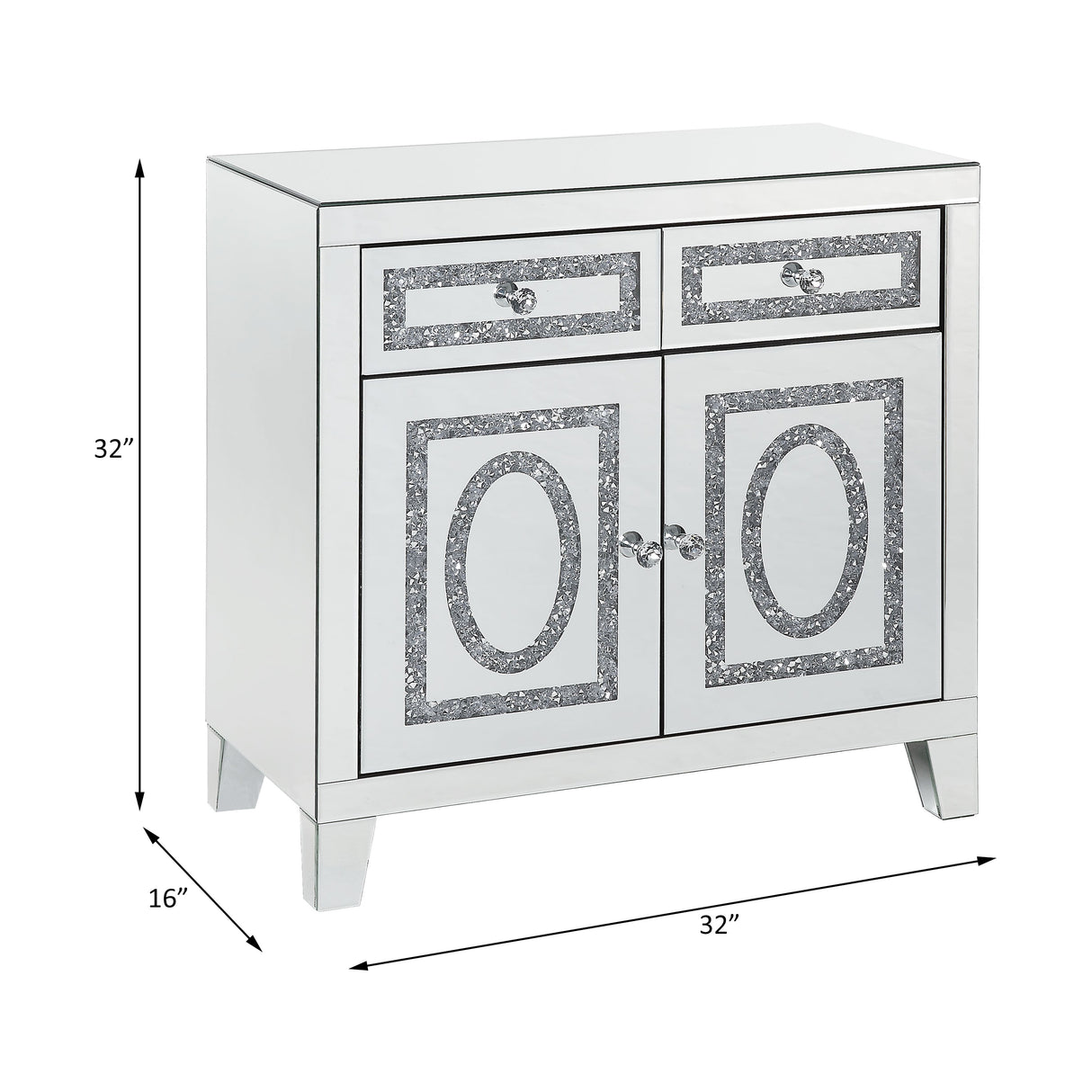 Acme - Noralie Cabinet 97952 Mirrored & Faux Diamonds