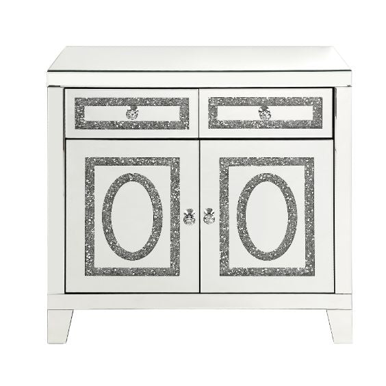 Acme - Noralie Cabinet 97952 Mirrored & Faux Diamonds