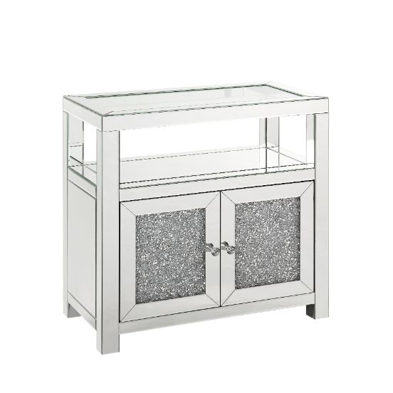 Acme - Noralie Cabinet 97953 Clear Glass, Mirrored & Faux Diamonds