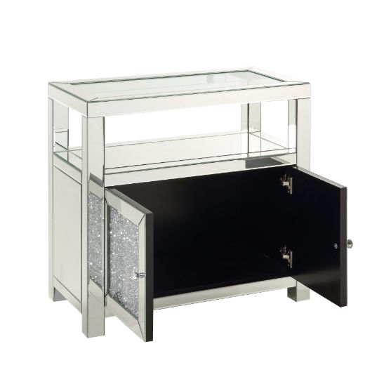 Acme - Noralie Cabinet 97953 Clear Glass, Mirrored & Faux Diamonds