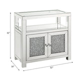 Acme - Noralie Cabinet 97953 Clear Glass, Mirrored & Faux Diamonds