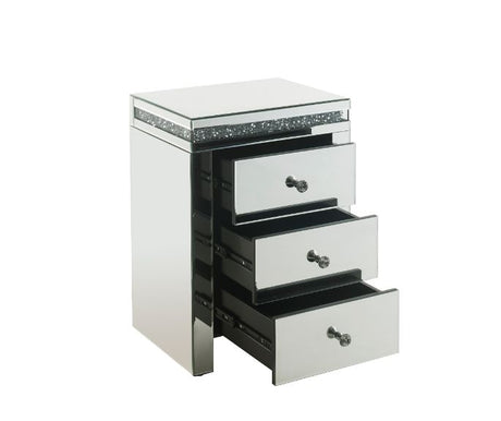 Acme - Noralie Accent Table 97954 Mirrored & Faux Diamonds