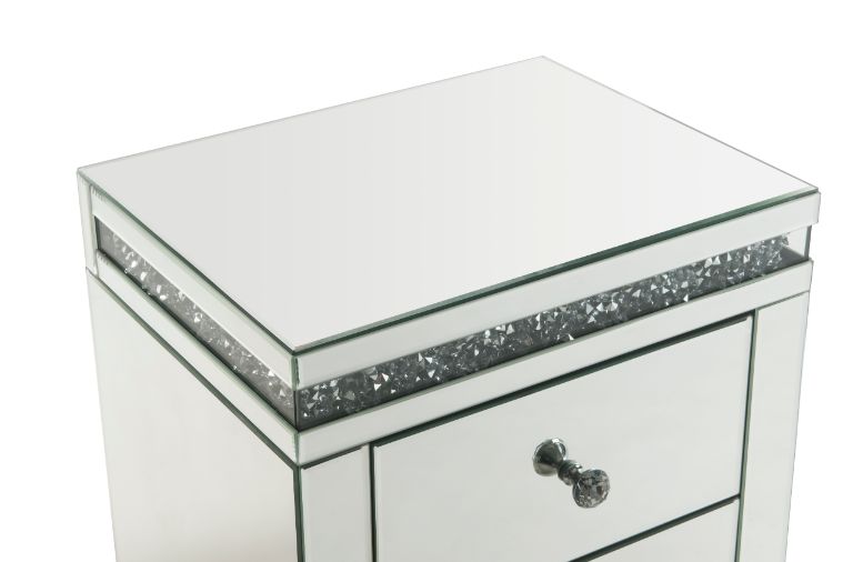 Acme - Noralie Accent Table 97954 Mirrored & Faux Diamonds