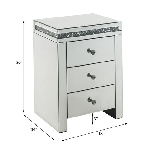 Acme - Noralie Accent Table 97954 Mirrored & Faux Diamonds