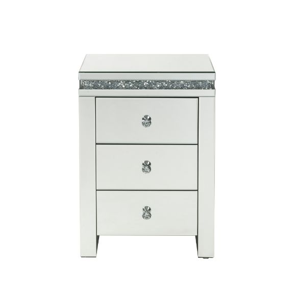 Acme - Noralie Accent Table 97954 Mirrored & Faux Diamonds
