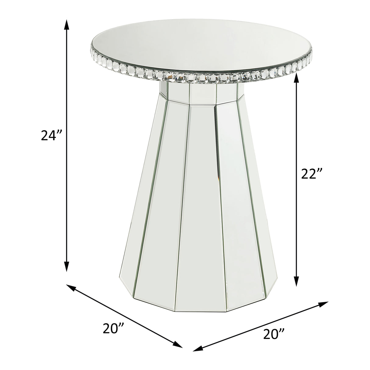Acme - Lotus Accent Table 97957 Mirrored, Faux Ice Cube Crystals