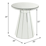 Acme - Lotus Accent Table 97957 Mirrored, Faux Ice Cube Crystals