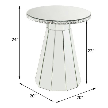 Acme - Lotus Accent Table 97957 Mirrored, Faux Ice Cube Crystals