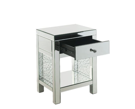 Acme - Nysa Accent Table 97959 Mirrored & Faux Crystals