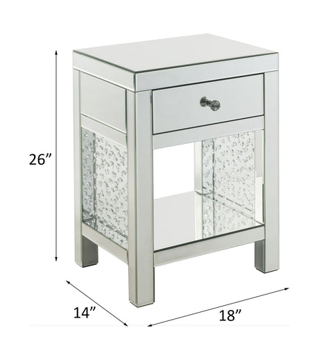 Acme - Nysa Accent Table 97959 Mirrored & Faux Crystals